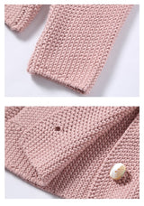 CHOCHENGCO, Vegan long sleeve lapel knit cardigan, stretch knit top, 100% Cotton, natural fabric