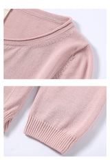 CHOCHENGCO, Vegan round neck three quarter sleeve light knit cardigan, stretch knit top, 100% Cotton, natural fabric