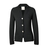 CHOCHENGCO, Vegan long sleeve jersey knit lapel cardigan, stretch jersey knit top, 100% Cotton, natural fabric