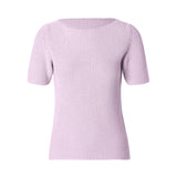 CHOCHENGCO, Vegan boat neck short sleeve sweater, stretch knit top, 100% Cotton, natural fabric