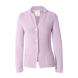 CHOCHENGCO, Vegan long sleeve jersey knit lapel cardigan, stretch jersey knit top, 100% Cotton, natural fabric