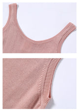 CHOCHENGCO, Vegan sleeveless sweater tank top, stretch jersey knit top, 100% Cotton, natural fabric