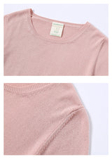 CHOCHENGCO, Vegan round neck short sleeve sweater, stretch jersey knit top, 100% Cotton, natural fabric