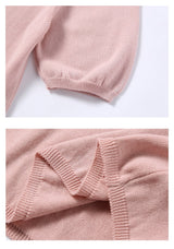 CHOCHENGCO, Vegan round neck short sleeve sweater, stretch jersey knit top, 100% Cotton, natural fabric