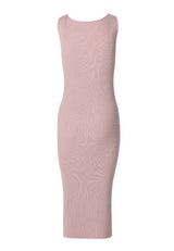 CHOCHENGCO Italia Women's V-neck Sleeveless Slim Fit Ribbed Knit Dress