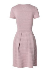 CHOCHENGCO, Vegan pinched waist short sleeve dress, jersey stretch knit dress, 100% Cotton, natural fabric