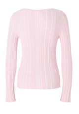 CHOCHENGCO, Vegan stripped round neck long sleeve Sweater, stretch jersey knit top, 100% Cotton, natural fabric