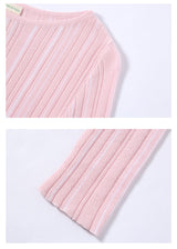 CHOCHENGCO, Vegan stripped round neck long sleeve Sweater, stretch jersey knit top, 100% Cotton, natural fabric