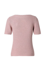 CHOCHENGCO, Vegan boat neck short sleeve sweater, stretch knit top, 100% Cotton, natural fabric