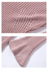 CHOCHENGCO, Vegan square neck flared sleeve sweater, stretch knit top, 100% Cotton, natural fabric
