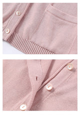 CHOCHENGCO, Vegan round neck three quarter sleeve light knit cardigan, stretch knit top, 100% Cotton, natural fabric
