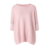 CHOCHENGCO, Vegan round boat neck bat sleeve sweater, stretch knit top, 100% Cotton, natural fabric