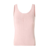 CHOCHENGCO, Vegan sleeveless sweater tank top, stretch jersey knit top, 100% Cotton, natural fabric
