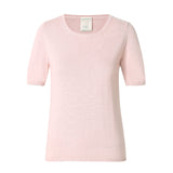 CHOCHENGCO, Vegan round neck short sleeve sweater, stretch jersey knit top, 100% Cotton, natural fabric