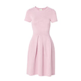 CHOCHENGCO, Vegan pinched waist short sleeve dress, jersey stretch knit dress, 100% Cotton, natural fabric