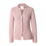 CHOCHENGCO, Vegan long sleeve jersey knit lapel cardigan, stretch jersey knit top, 100% Cotton, natural fabric