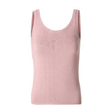 CHOCHENGCO, Vegan sleeveless sweater tank top, stretch jersey knit top, 100% Cotton, natural fabric
