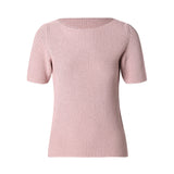 CHOCHENGCO, Vegan boat neck short sleeve sweater, stretch knit top, 100% Cotton, natural fabric