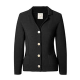 CHOCHENGCO Italia Women's 100% Cotton Long Sleeve Lapel Cardigan Sweater with Pockets