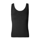 CHOCHENGCO, Vegan sleeveless sweater tank top, stretch jersey knit top, 100% Cotton, natural fabric