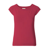 CHOCHENGCO, Vegan scoop neck short sleeve sweater, stretch knit top, 100% Cotton, natural fabric