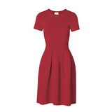 CHOCHENGCO, Vegan pinched waist short sleeve dress, jersey stretch knit dress, 100% Cotton, natural fabric