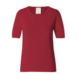 CHOCHENGCO, Vegan round neck short sleeve sweater, stretch jersey knit top, 100% Cotton, natural fabric