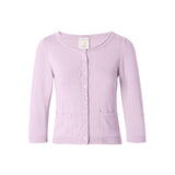 CHOCHENGCO, Vegan round neck three quarter sleeve light knit cardigan, stretch knit top, 100% Cotton, natural fabric