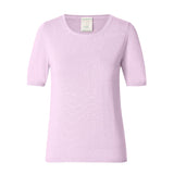 CHOCHENGCO, Vegan round neck short sleeve sweater, stretch jersey knit top, 100% Cotton, natural fabric